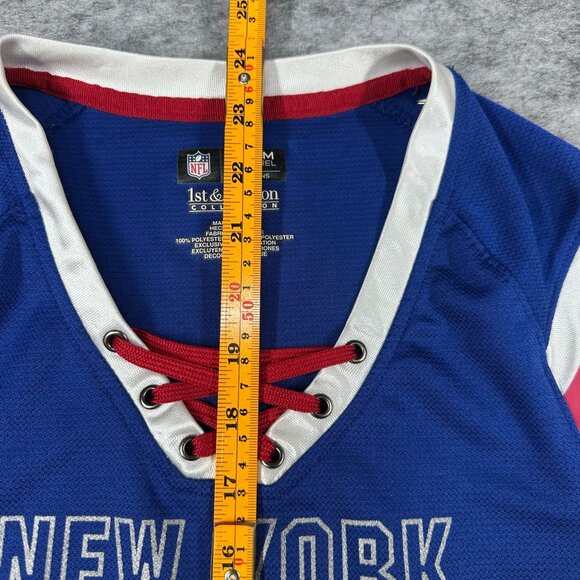 NFL Team Apparel Womens S New York Giants Blue Sequin Lace-Up Shirt - Picture 6 of 7